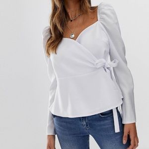 ASOS DESIGN Bishop sleeve, Wrap top. Size US 8.